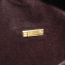 FENDI Zucca Canvas Shoulder Bag Black Brown Auth 157010-15