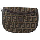 FENDI Zucca Canvas Shoulder Bag Black Brown Auth 157010-2