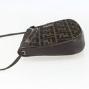 FENDI Zucca Canvas Shoulder Bag Black Brown Auth 157010-4