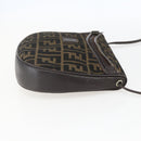 FENDI Zucca Canvas Shoulder Bag Black Brown Auth 157010-5