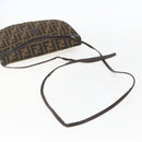 FENDI Zucca Canvas Shoulder Bag Black Brown Auth 157010-7