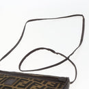 FENDI Zucca Canvas Shoulder Bag Black Brown Auth 157010-8