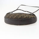 FENDI Zucca Canvas Shoulder Bag Black Brown Auth 157010-9