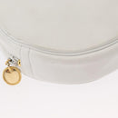 Christian Dior Chain Shoulder Bag Leather White Gold Auth 157011-15