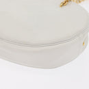 Christian Dior Chain Shoulder Bag Leather White Gold Auth 157011-16
