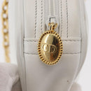 Christian Dior Chain Shoulder Bag Leather White Gold Auth 157011-17