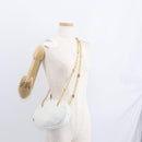 Christian Dior Chain Shoulder Bag Leather White Gold Auth 157011-20