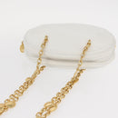 Christian Dior Chain Shoulder Bag Leather White Gold Auth 157011-6