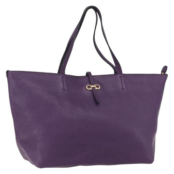 Salvatore Ferragamo Gancini Tote Bag Leather Purple Gold Auth 157012
