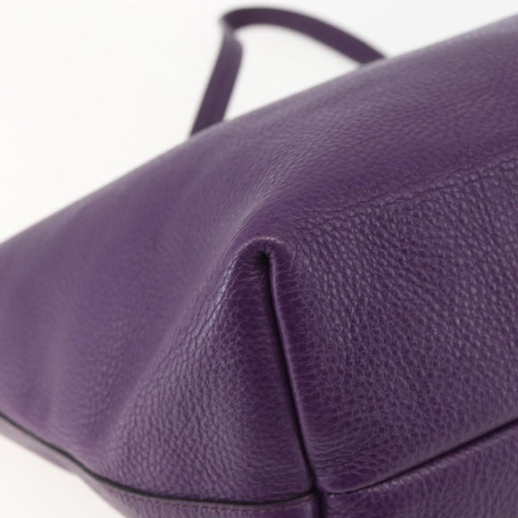 Salvatore Ferragamo Gancini Tote Bag Leather Purple Gold Auth 157012