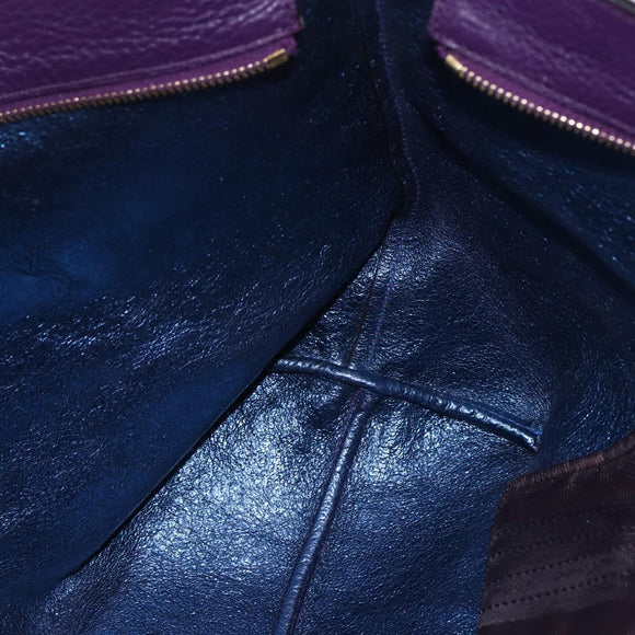 Salvatore Ferragamo Gancini Tote Bag Leather Purple Gold Auth 157012