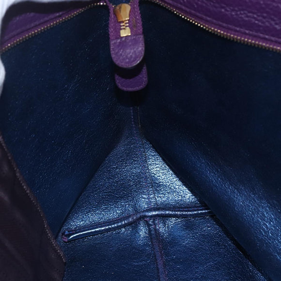 Salvatore Ferragamo Gancini Tote Bag Leather Purple Gold Auth 157012