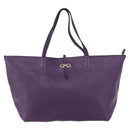 Salvatore Ferragamo Gancini Tote Bag Leather Purple Gold Auth 157012-2