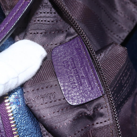 Salvatore Ferragamo Gancini Tote Bag Leather Purple Gold Auth 157012