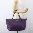 Salvatore Ferragamo Gancini Tote Bag Leather Purple Gold Auth 157012-22