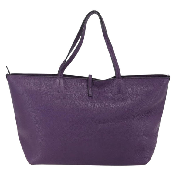 Salvatore Ferragamo Gancini Tote Bag Leather Purple Gold Auth 157012