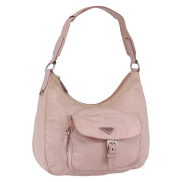 PRADA Shoulder Bag Nylon Pink Silver Auth 157013