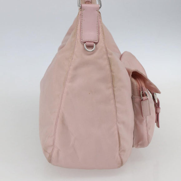 PRADA Shoulder Bag Nylon Pink Silver Auth 157013