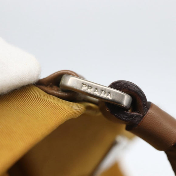 PRADA Tote Bag Nylon Yellow Silver Auth 157014