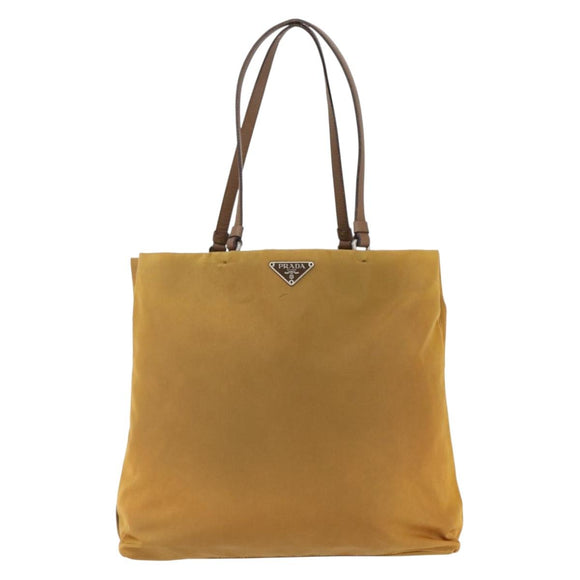 PRADA Tote Bag Nylon Yellow Silver Auth 157014