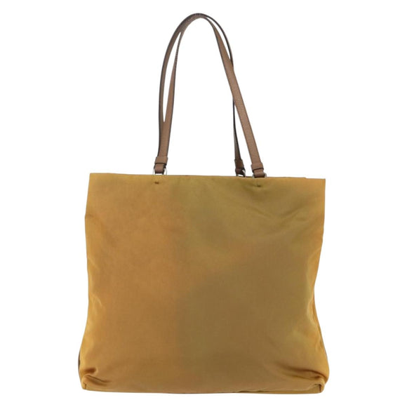 PRADA Tote Bag Nylon Yellow Silver Auth 157014