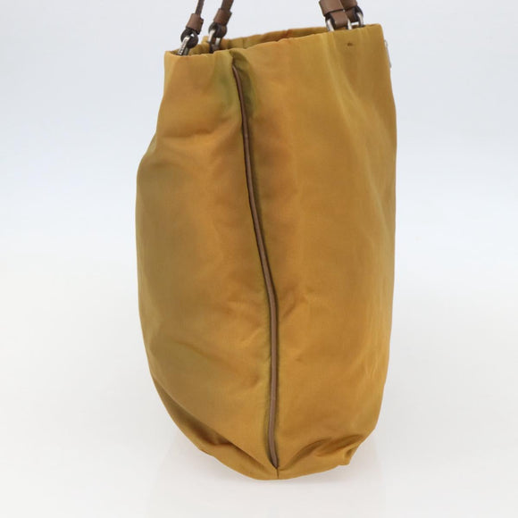 PRADA Tote Bag Nylon Yellow Silver Auth 157014