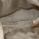 PRADA Tote Bag Nylon Beige Silver Auth 157015-10