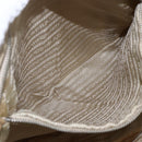 PRADA Tote Bag Nylon Beige Silver Auth 157015-22