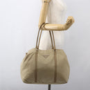 PRADA Tote Bag Nylon Beige Silver Auth 157015-23
