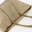 PRADA Tote Bag Nylon Beige Silver Auth 157015-6