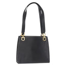 Salvatore Ferragamo Gancini Shoulder Bag Leather Black Gold Auth 157016-1