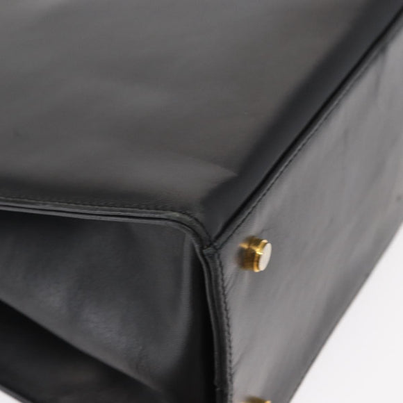 Salvatore Ferragamo Gancini Shoulder Bag Leather Black Gold Auth 157016