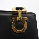 Salvatore Ferragamo Gancini Shoulder Bag Leather Black Gold Auth 157016-14
