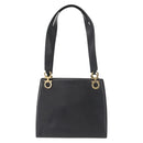 Salvatore Ferragamo Gancini Shoulder Bag Leather Black Gold Auth 157016-2