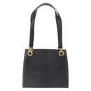 Salvatore Ferragamo Gancini Shoulder Bag Leather Black Gold Auth 157016-3