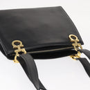 Salvatore Ferragamo Gancini Shoulder Bag Leather Black Gold Auth 157016-6