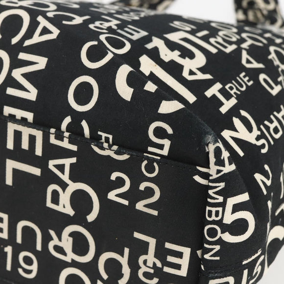 CHANEL Bysy line Tote Bag Canvas Black CC Auth 157029