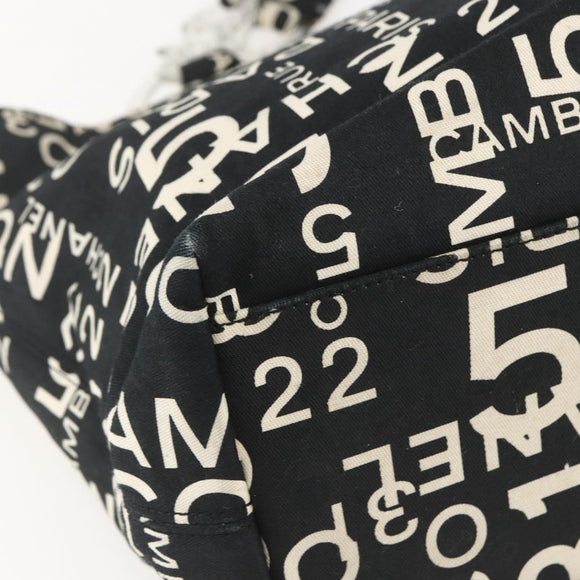 CHANEL Bysy line Tote Bag Canvas Black CC Auth 157029