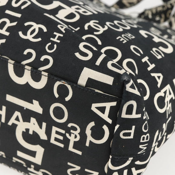 CHANEL Bysy line Tote Bag Canvas Black CC Auth 157029