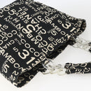 CHANEL Bysy line Tote Bag Canvas Black CC Auth 157029-6
