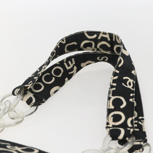 CHANEL Bysy line Tote Bag Canvas Black CC Auth 157029