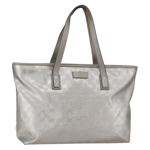 GUCCI GG Implementation Tote Bag PVC Silver 211137 Auth 157030