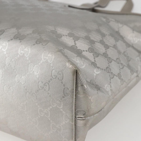 GUCCI GG Implementation Tote Bag PVC Silver 211137 Auth 157030