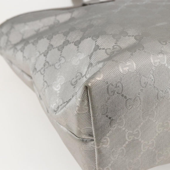 GUCCI GG Implementation Tote Bag PVC Silver 211137 Auth 157030