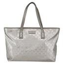 GUCCI GG Implementation Tote Bag PVC Silver 211137 Auth 157030-13