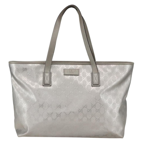 GUCCI GG Implementation Tote Bag PVC Silver 211137 Auth 157030