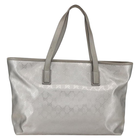 GUCCI GG Implementation Tote Bag PVC Silver 211137 Auth 157030