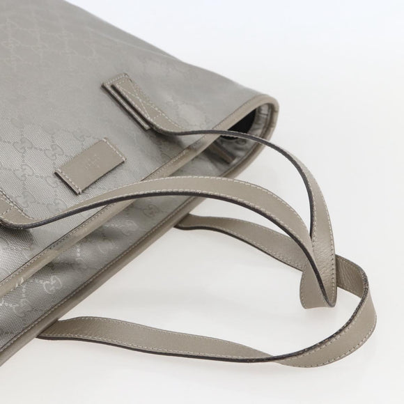 GUCCI GG Implementation Tote Bag PVC Silver 211137 Auth 157030