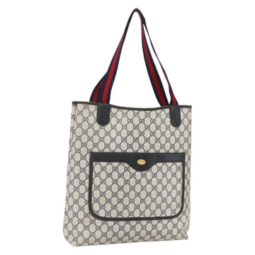 GUCCI GG Supreme Sherry Line Tote Bag PVC Navy Gold 904 02 003 Auth 157032