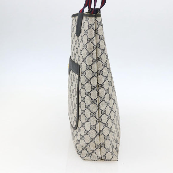 GUCCI GG Supreme Sherry Line Tote Bag PVC Navy Gold 904 02 003 Auth 157032